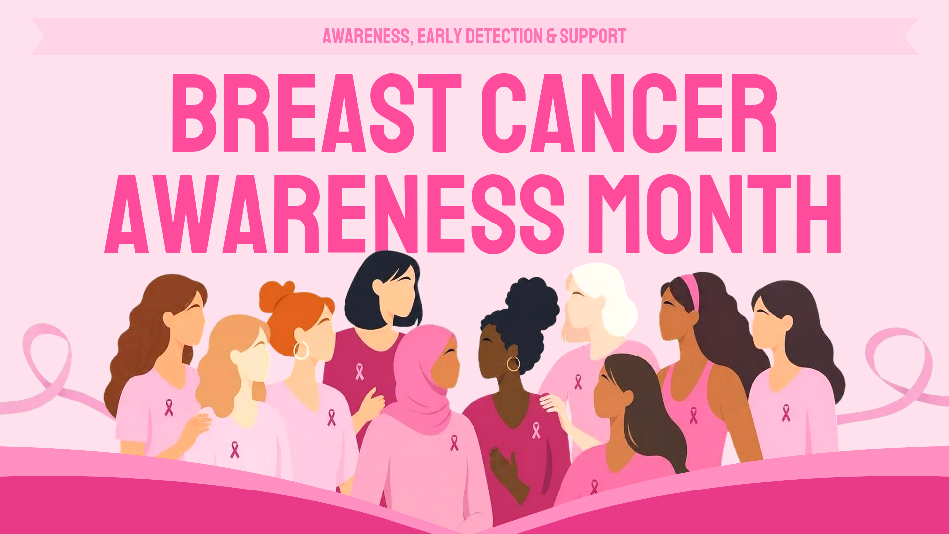 bold breast cancer awareness month presentation template for a student campaign