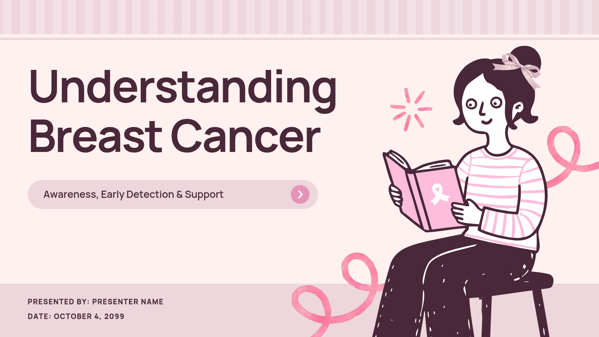 minimal breast cancer awareness presentation template for a workplace lunch and learn