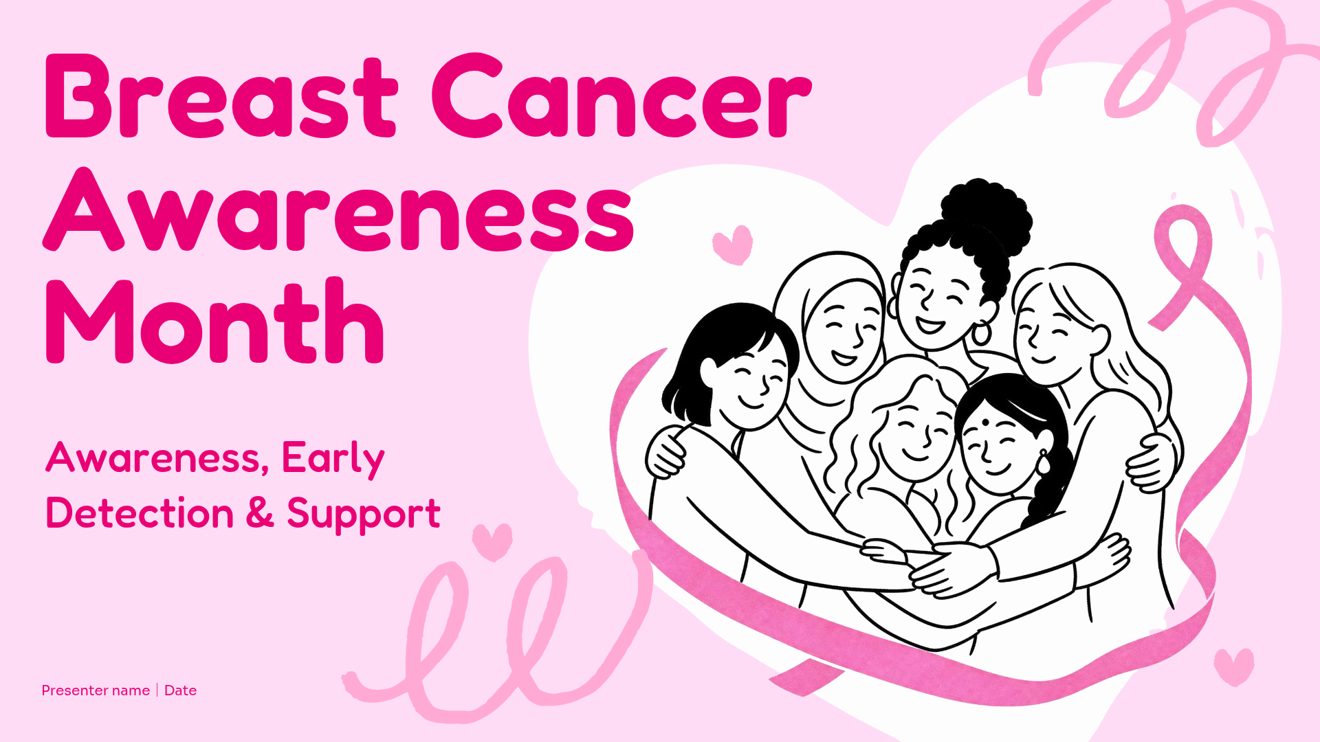 breast cancer awareness presentation template covering early detection and support