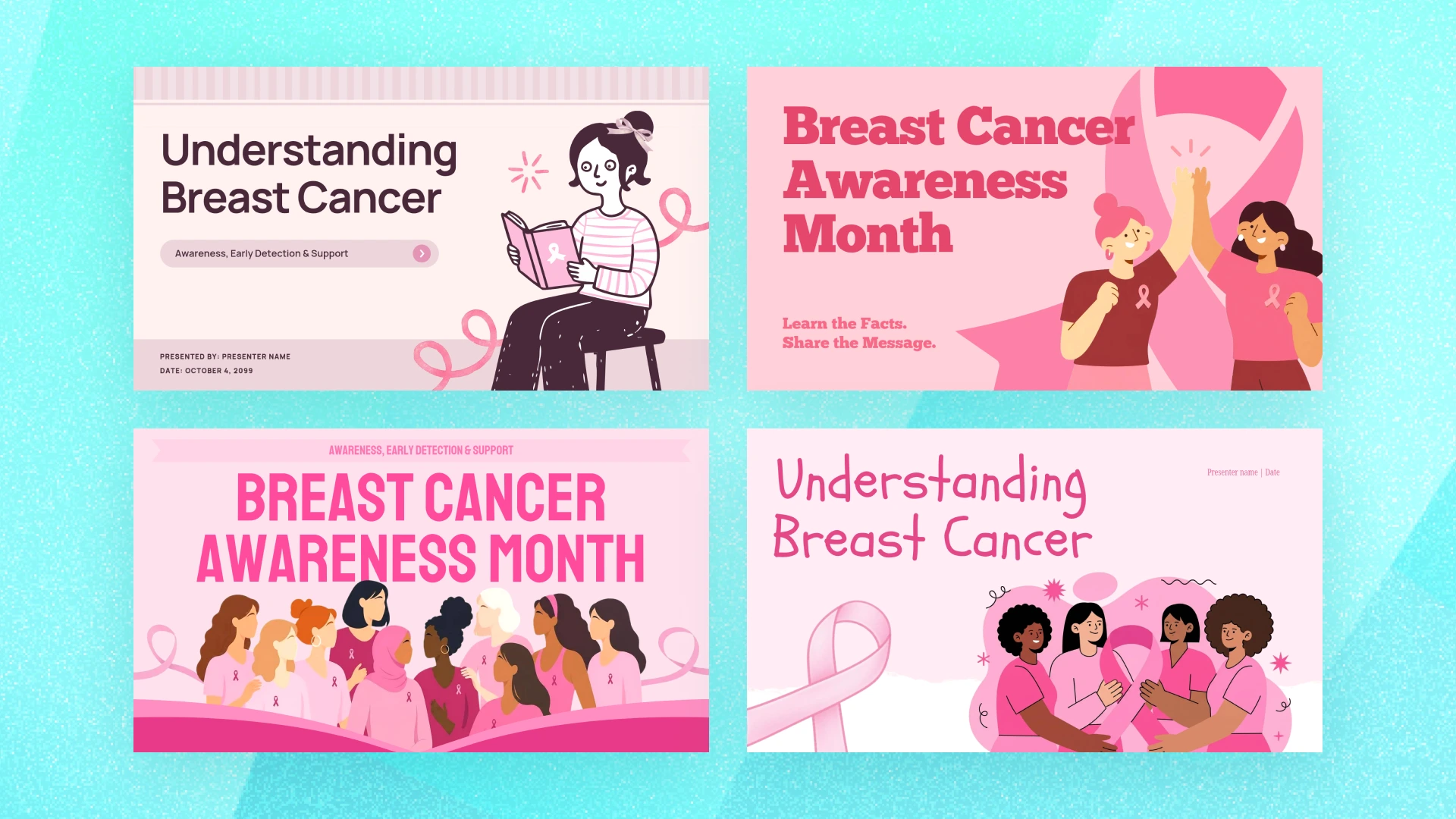 four free breast cancer awareness presentation templates for workplace, school, clinic, and community settings