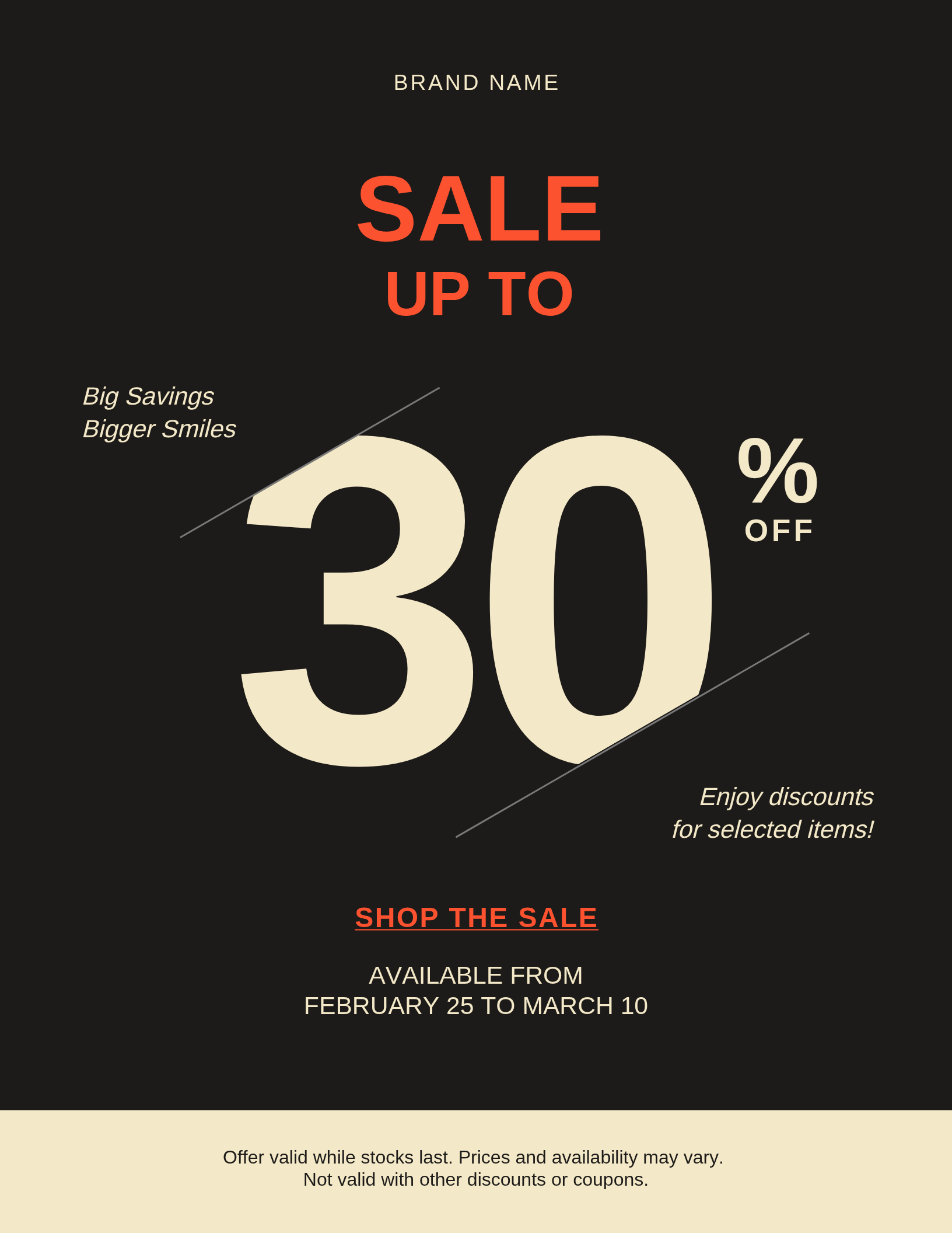 US Letter sale template before being customized for Black Friday