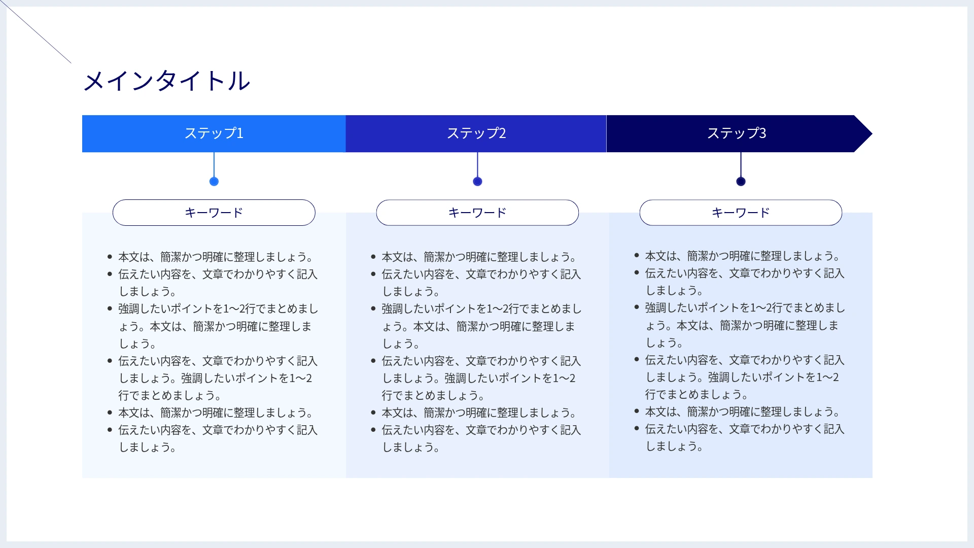 ロードマップテンプレート-青いシンプルなボックス型のプロジェクトロードマップ