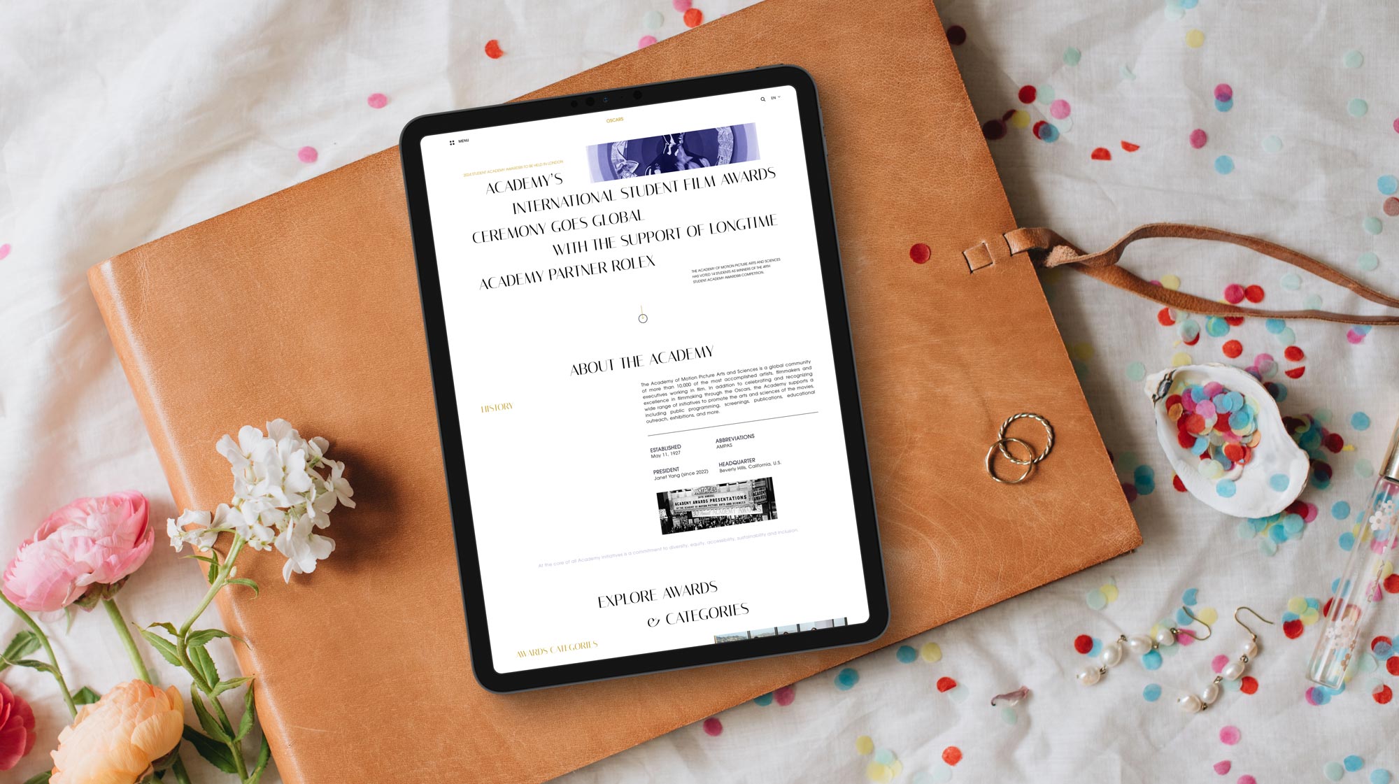 Elegant Website UI Design for Student Academy Awards
