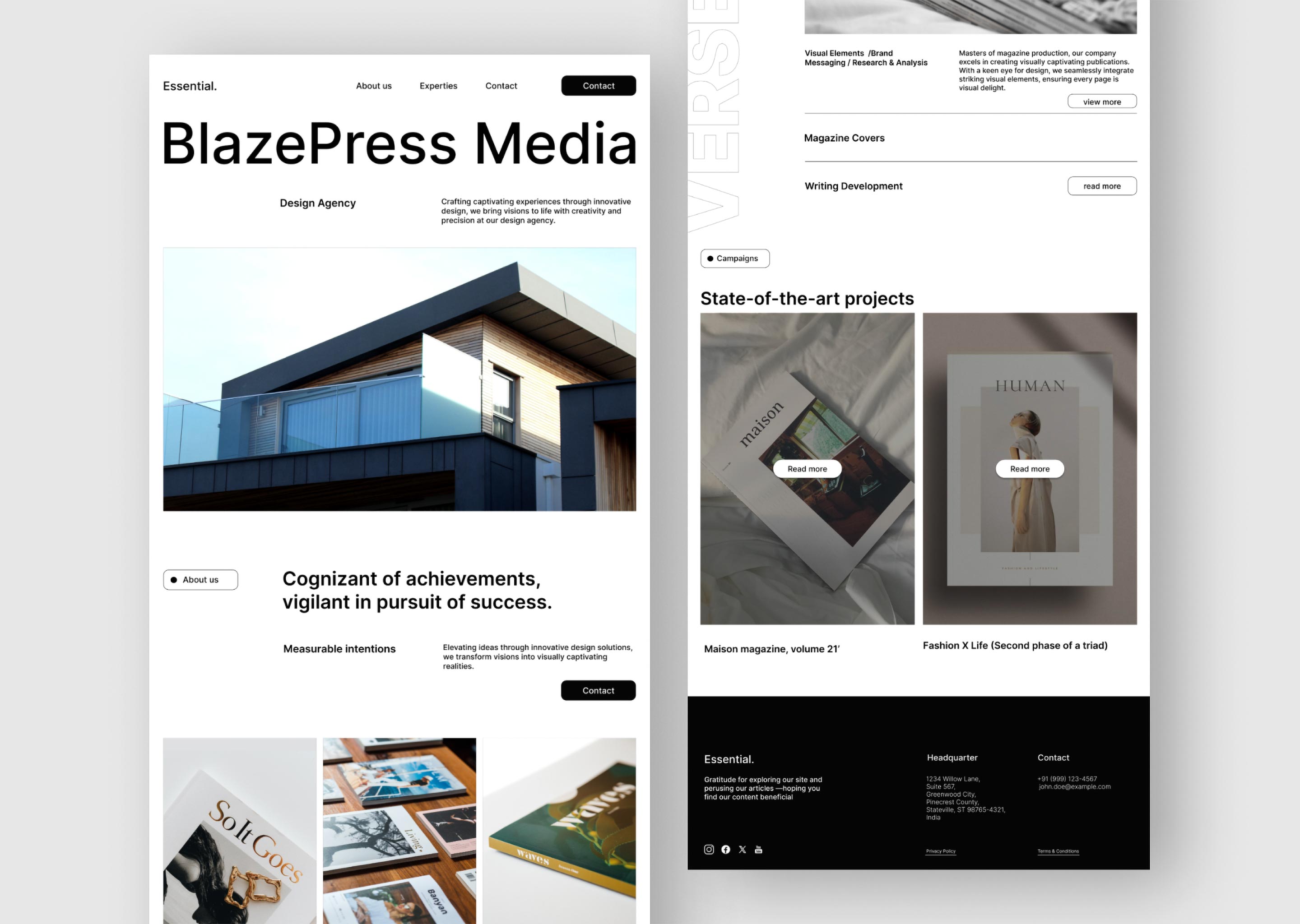 Modern UI Design for a Magazine Publishing Agency Website