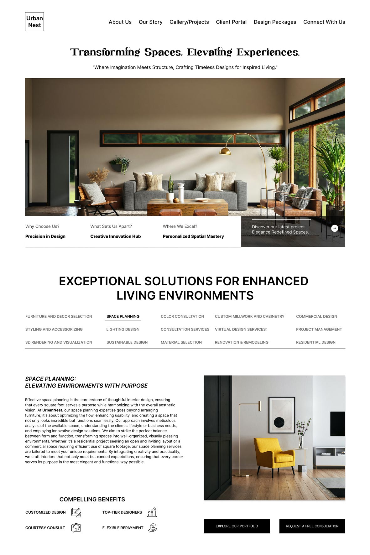 Concept UI for Interior Design Agency - UrbanNest