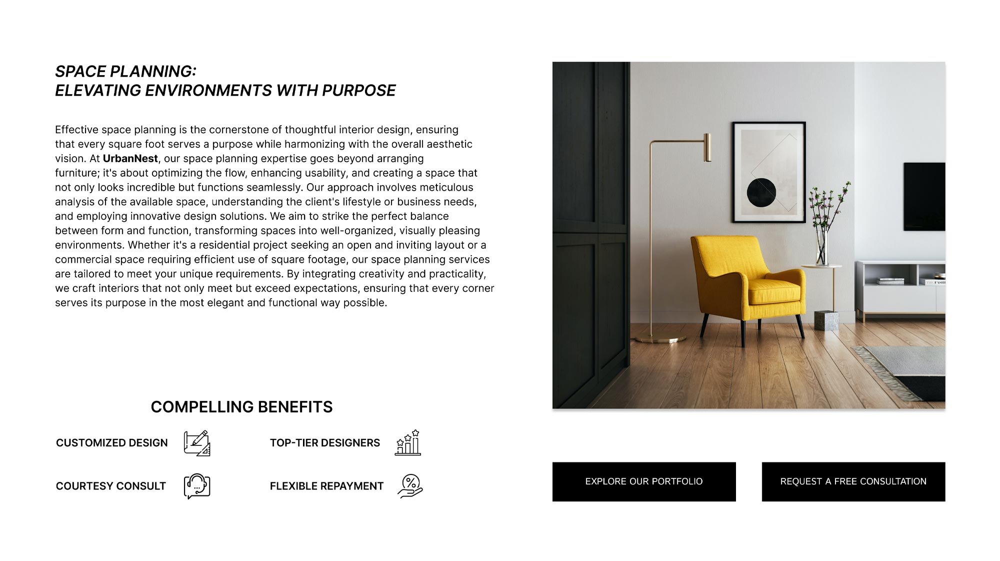 Concept UI for Interior Design Agency - UrbanNest