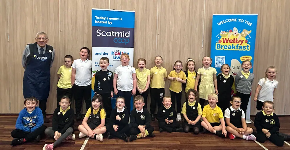 Logan Primary School class group at a Welby Breakfast event