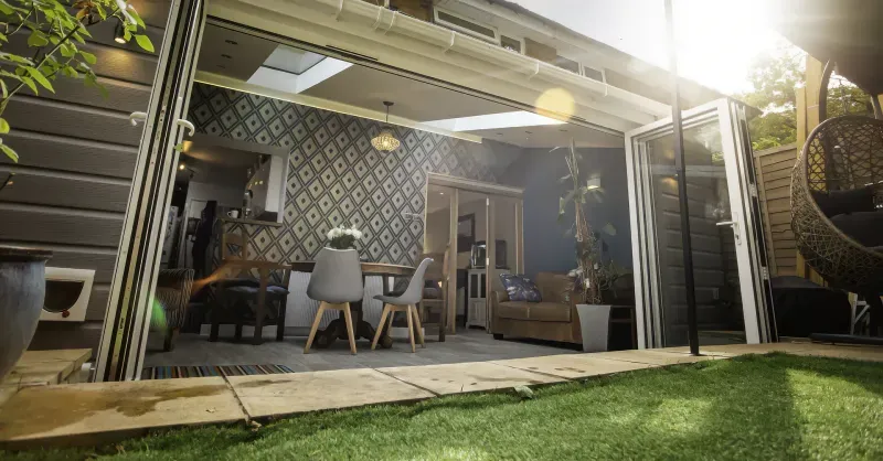 Exterior photograph of a modular extension kit from WarmerROOF