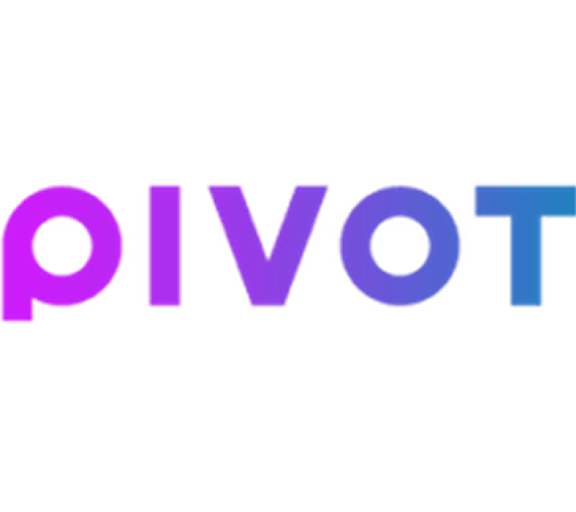 Pivot company logo with gradient text transitioning from purple to blue.