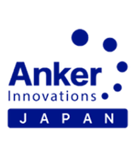 Anker Innovations logo in blue with the word JAPAN in a rectangular box below and five dots in an arc on the right.