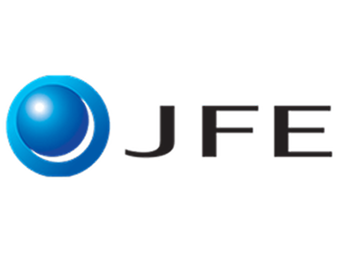 JFE company logo with stylized blue sphere next to black letters JFE.
