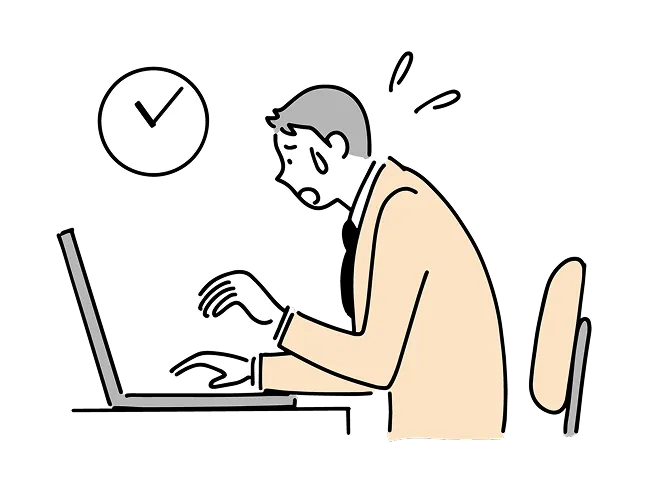 業務に追われる男性のイラスト