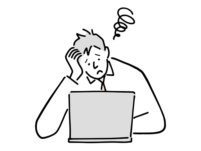 悩む男性のイラスト