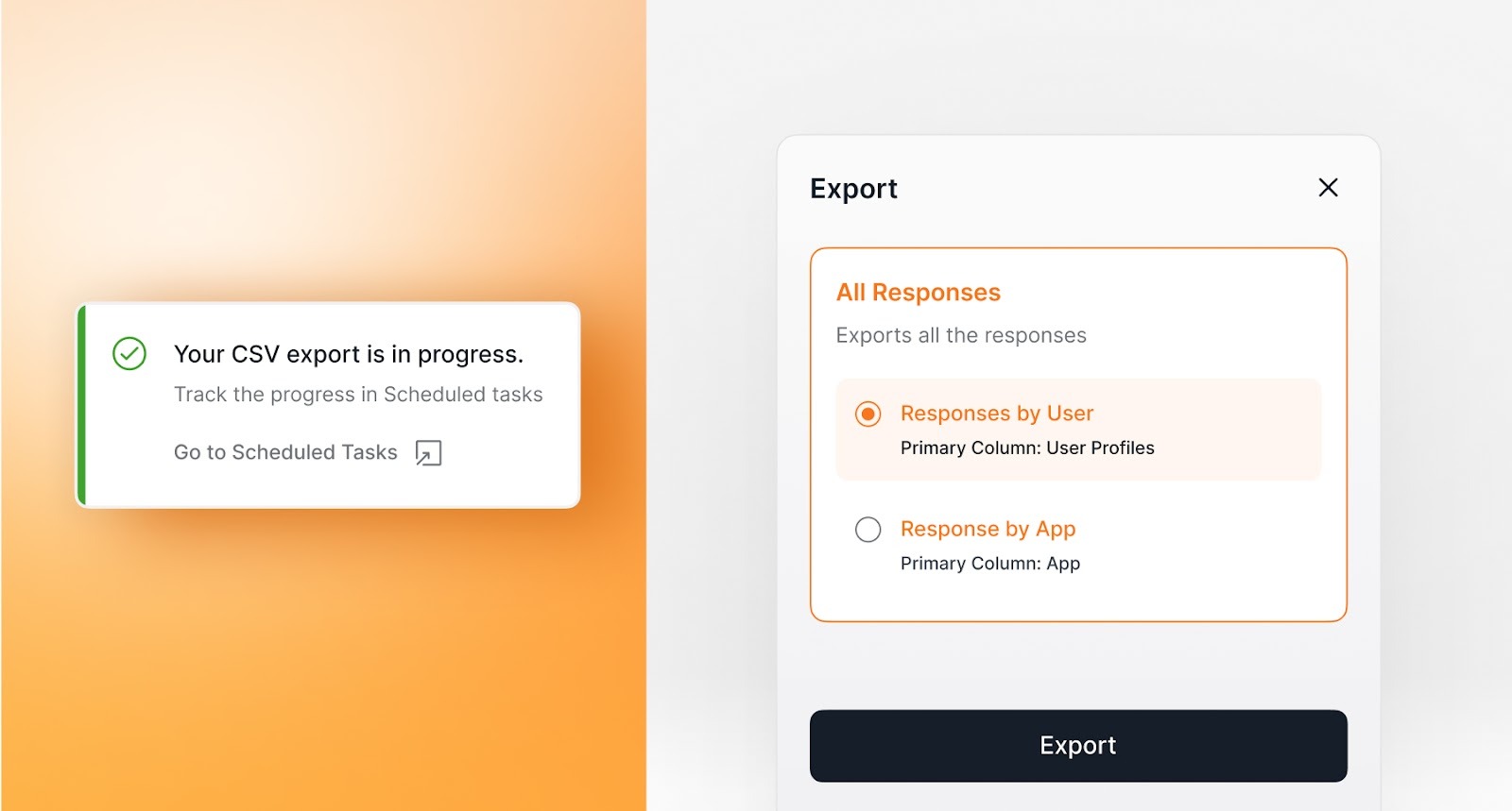 Image of CSV exports of access reviews from Josys that can then be utilized for audits or compliance certification procedures