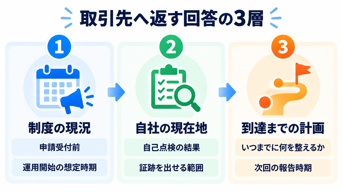 取引先へ返す回答の3層