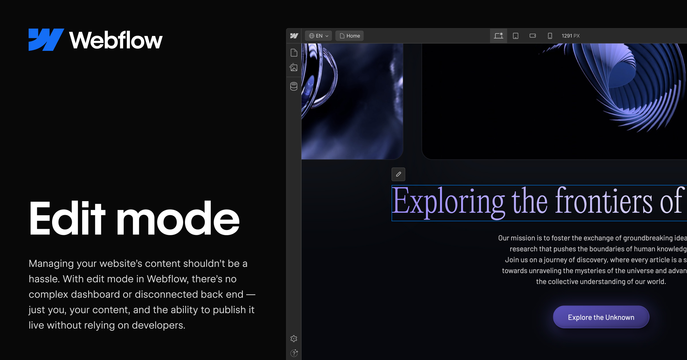 Create and edit website content with edit mode | Webflow
