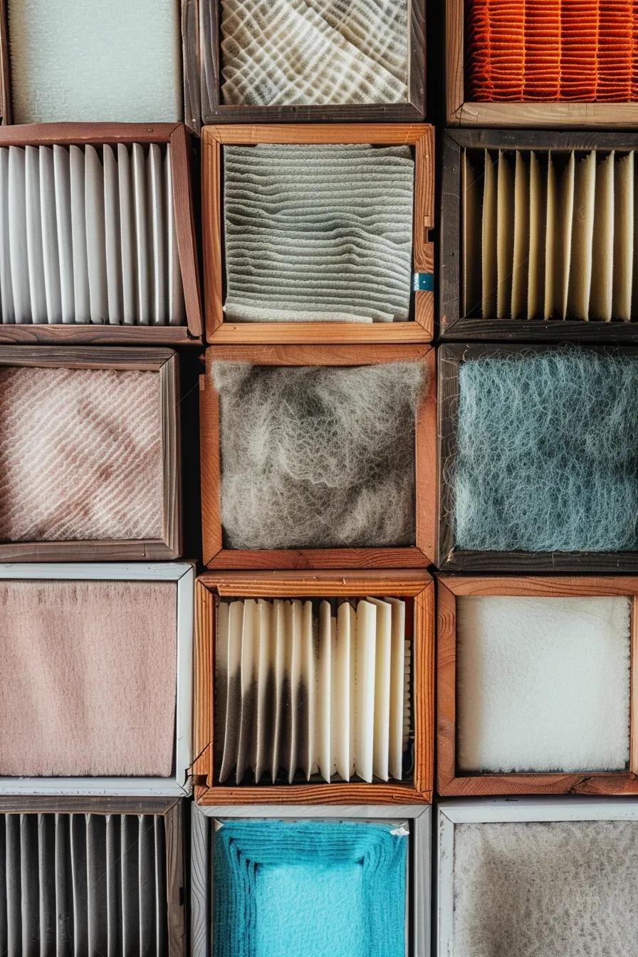 Visual representation of various HVAC air filters with different MERV ratings