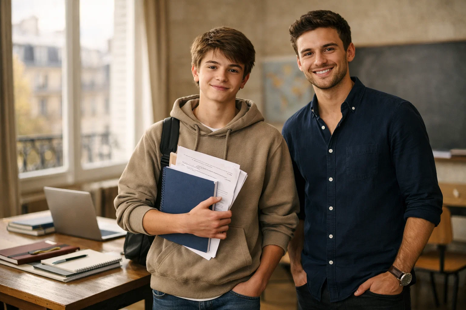 Collégien de 3e après un brevet blanc 2026, confiant en salle de classe