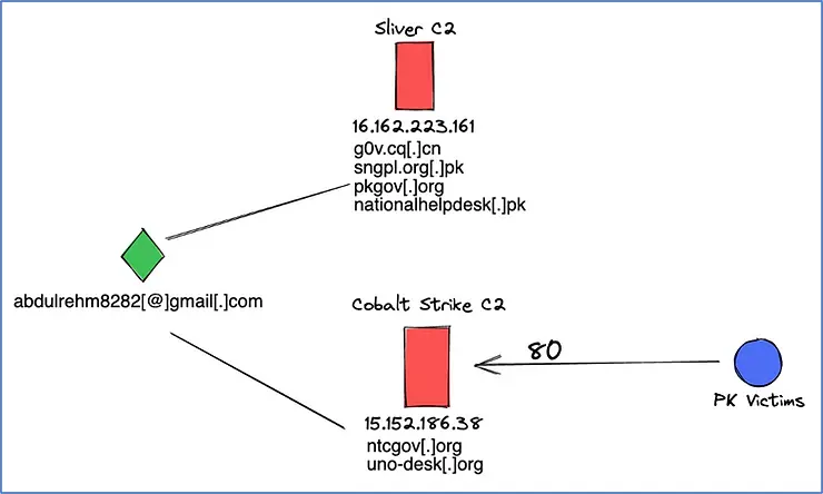 Excerpt from the Team Cymru Sliver blog showing linked Pakistan-focused domains