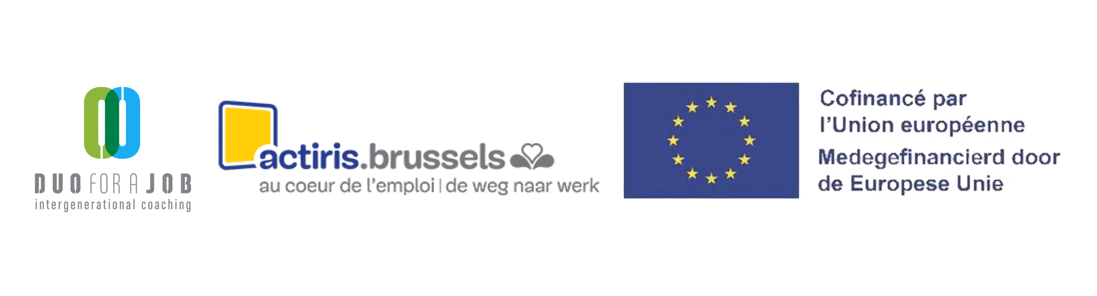 Logos DUO for a JOB Actiris et Union Européenne