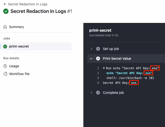 Secret redaction in logs
