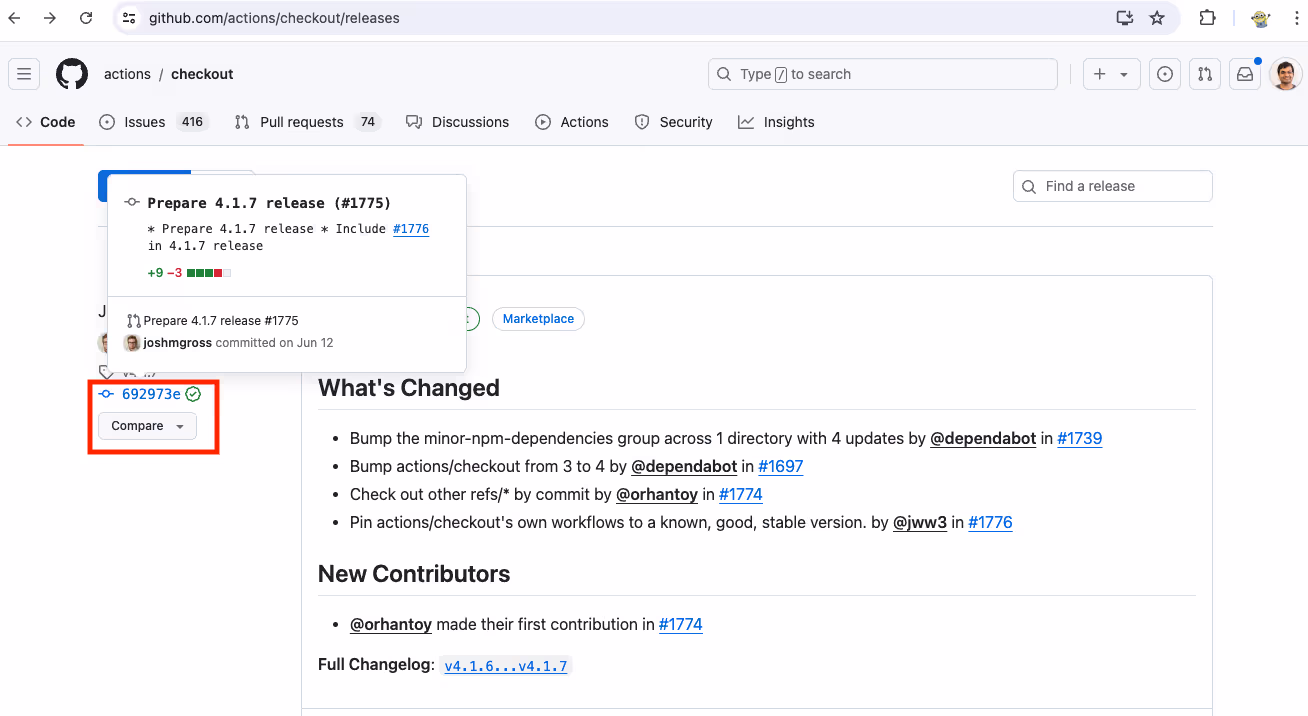 Image for Finding the Specific Commit in GitHub Actions