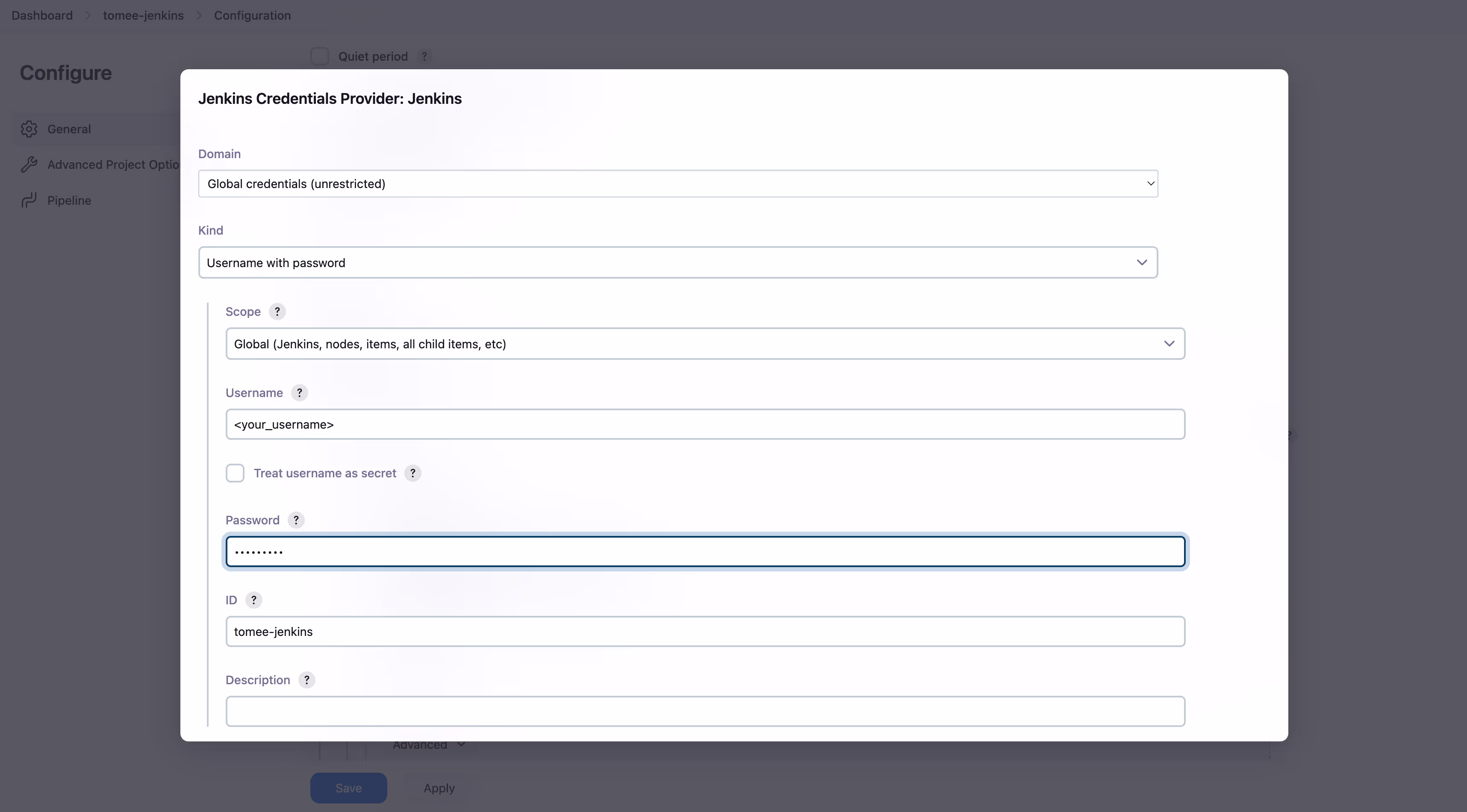 Screenshot showing the "Jenkins Credentials Provider" page