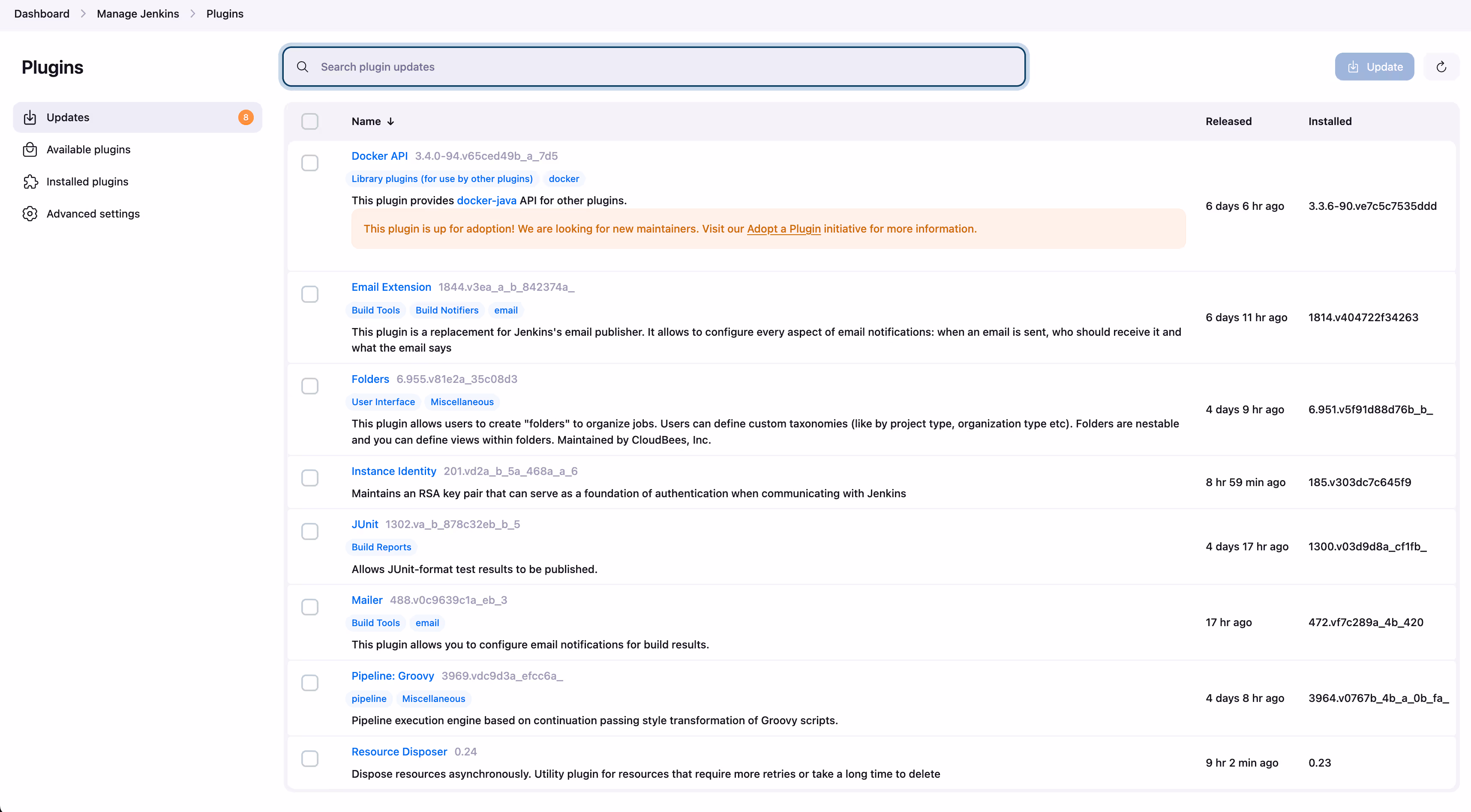 Screenshot showing the GitHub Actions "Plugin" page