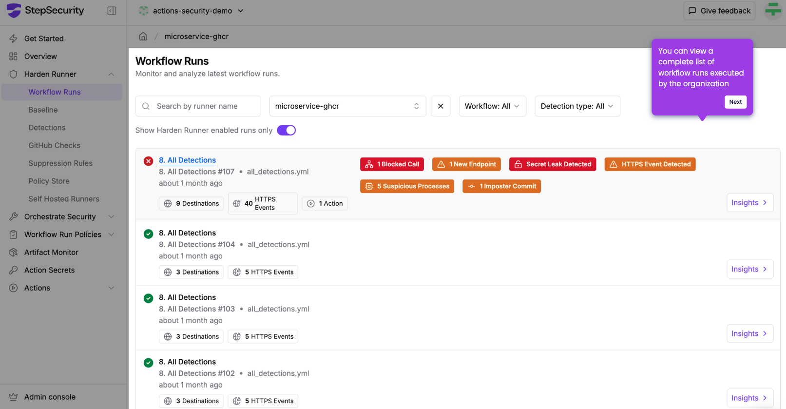 Harden Runner Detailed Demo