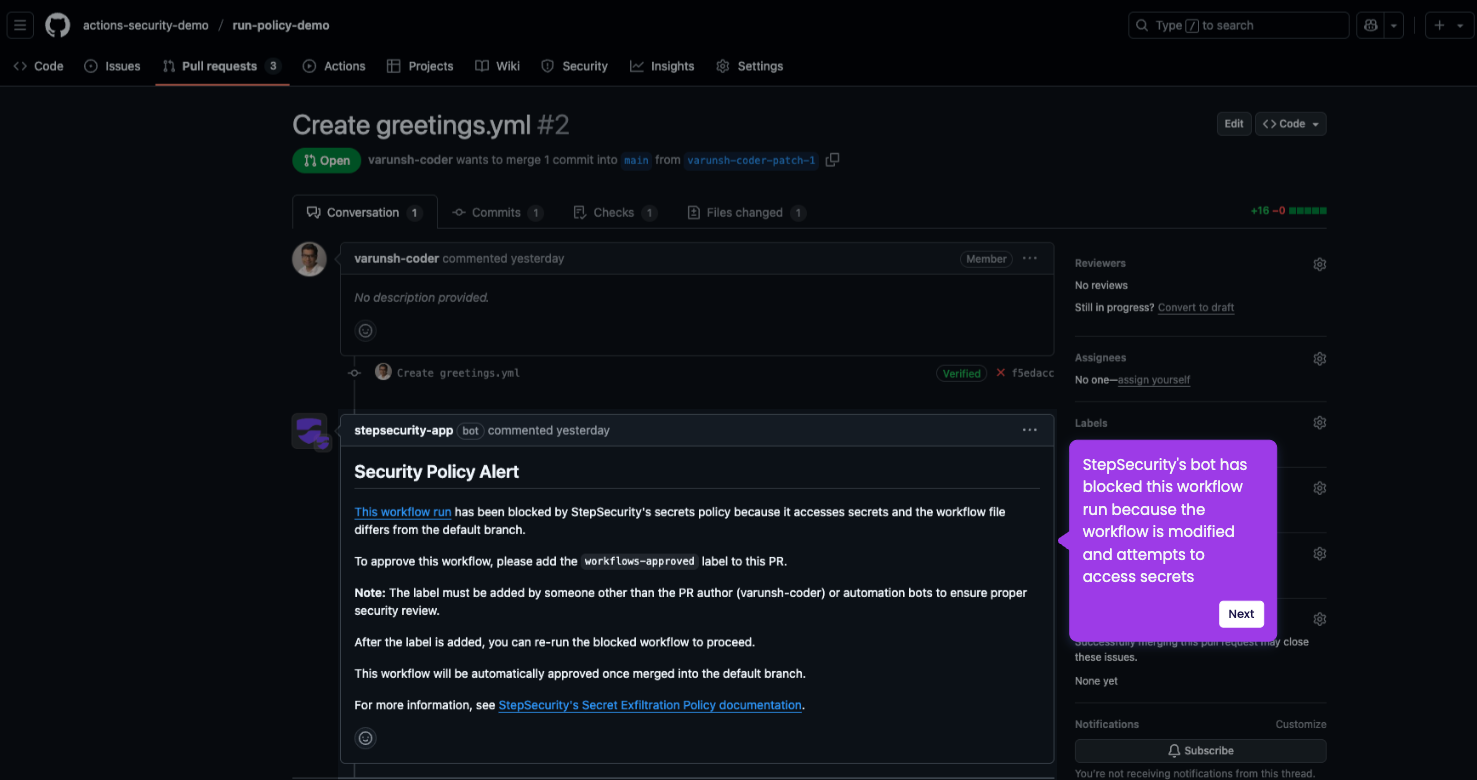 Explore Secrets Exfiltration Policy