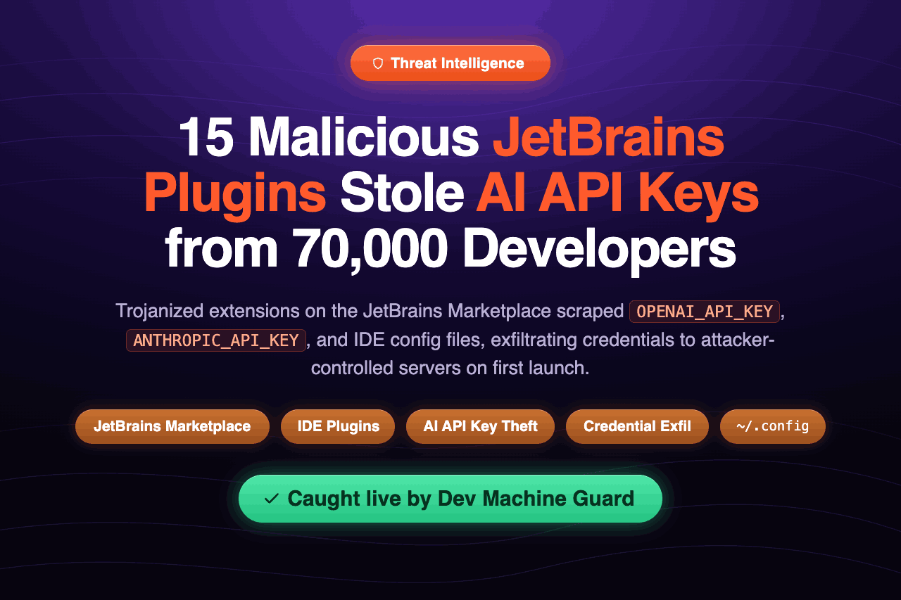 15 Malicious JetBrains Plugins Stole AI API Keys from 70,000 Developers