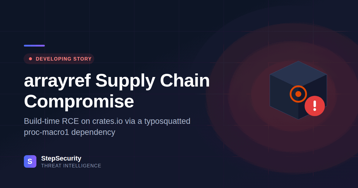 arrayref supply chain compromise, developing story, StepSecurity Threat Intelligence