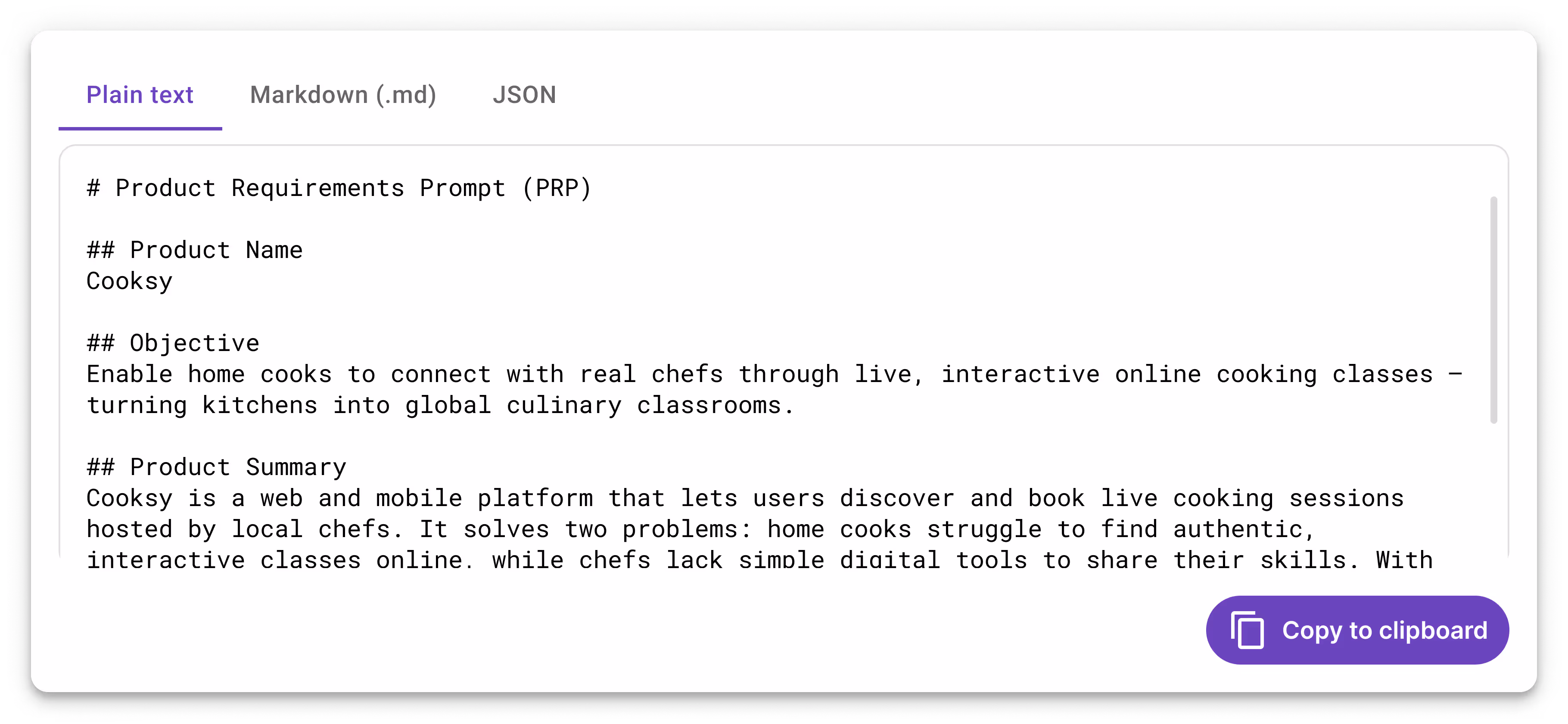Preview of prompt generated by muxi