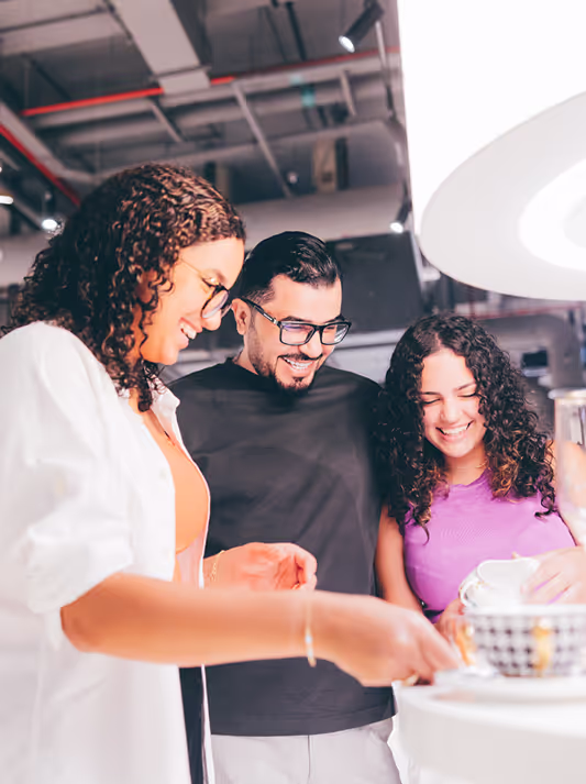 A family together in a kitchen