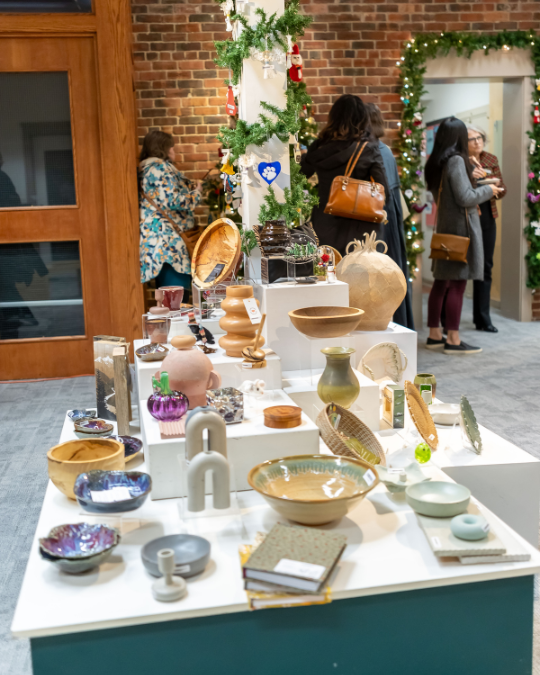 Pottery pieces on display