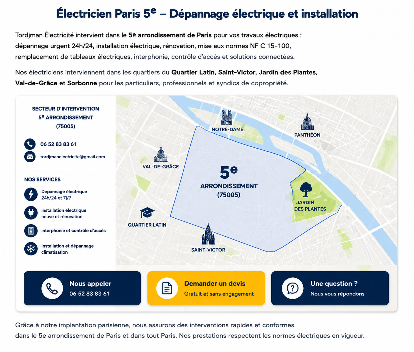 Électricien Paris 5e - Zone d’intervention Tordjman Électricité
