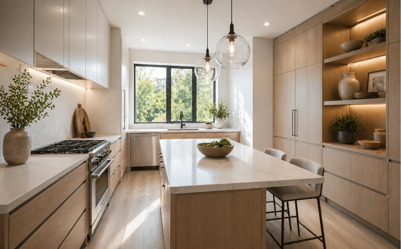 A small kitchen doesn’t have to feel limited. Learn how layout, lighting, and smart design choices can make your space feel more open, comfortable, and easy to use.