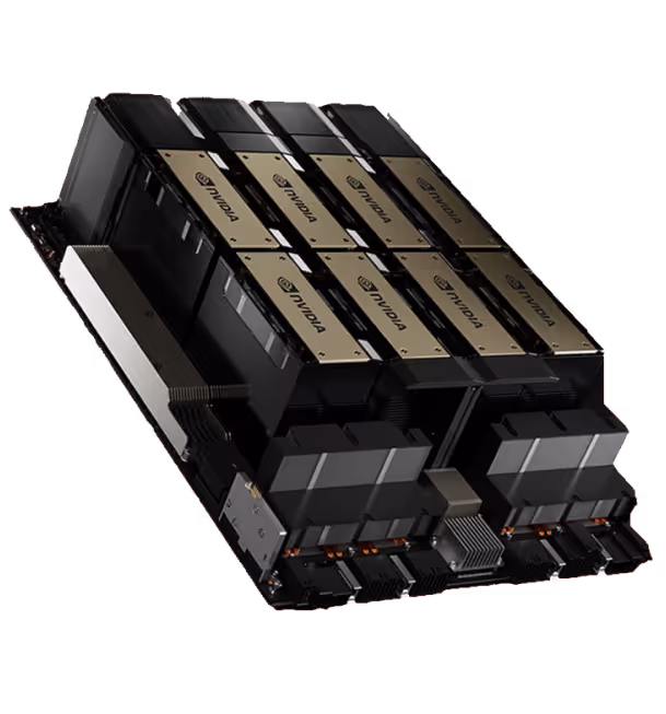 NVIDIA graphics processing unit (GPU) server module with multiple connected GPUs in a compact design.