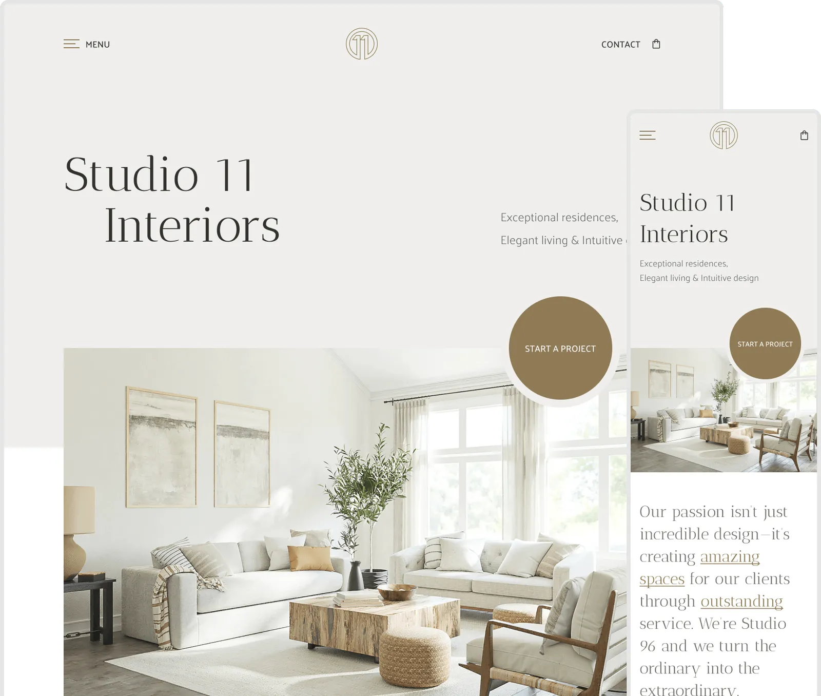Studio 11 desktop and mobile overlapping mockup