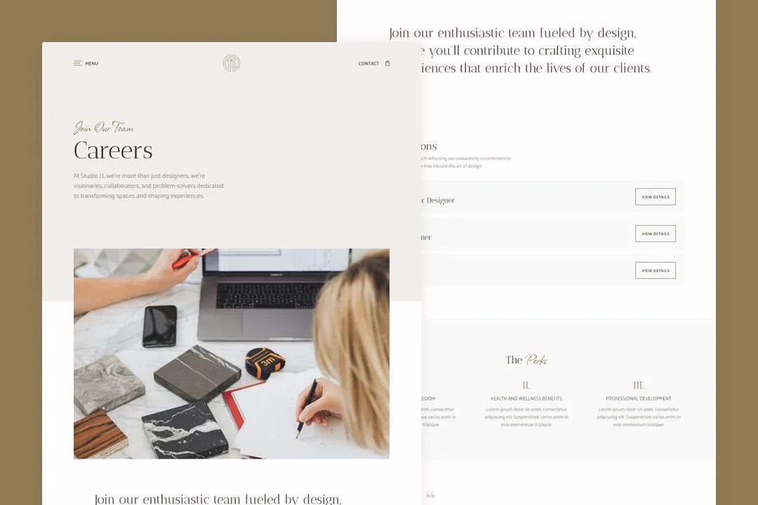 Careers page desktop mockup