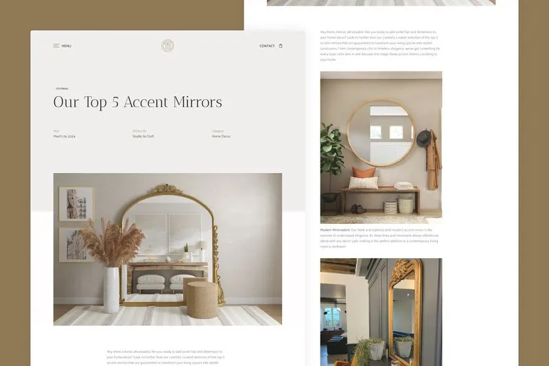 Journal post page desktop mockup