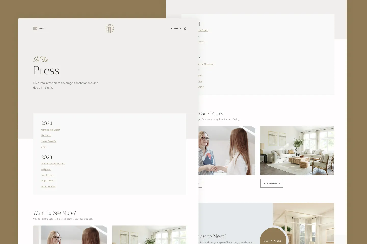 Press page desktop mockup