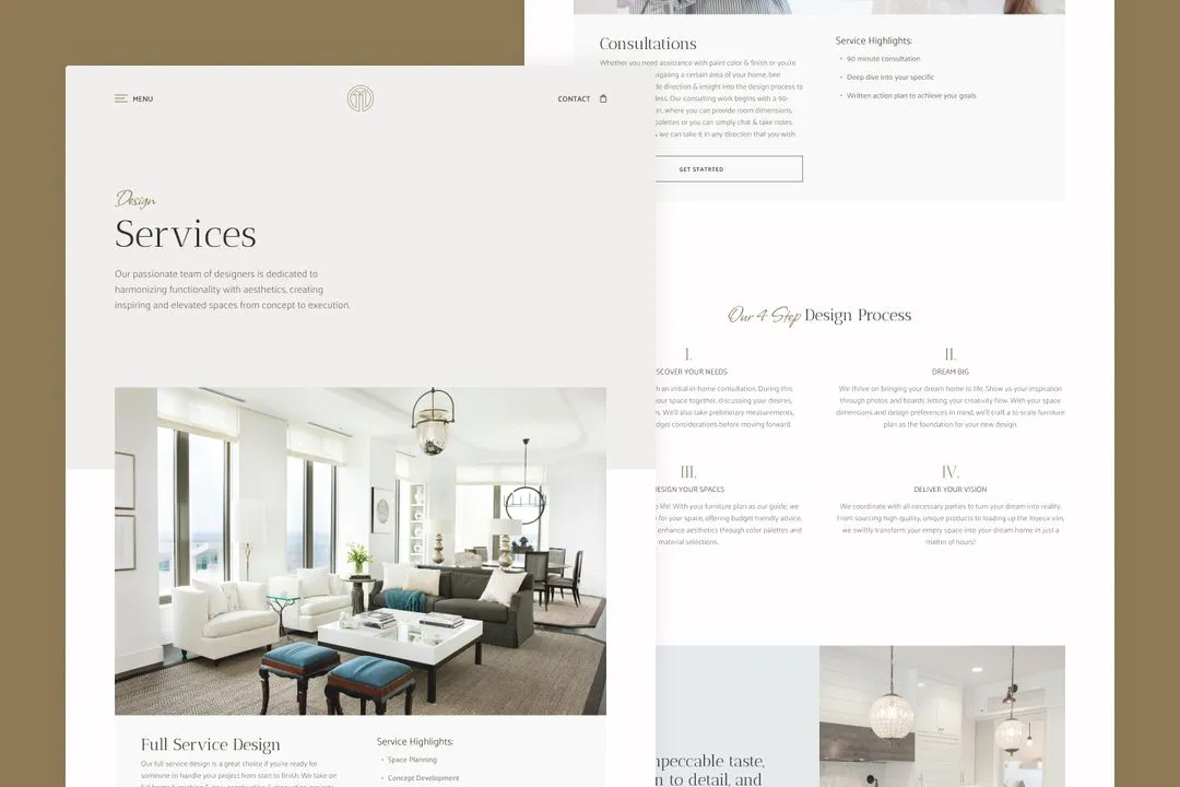 Services page desktop mockup