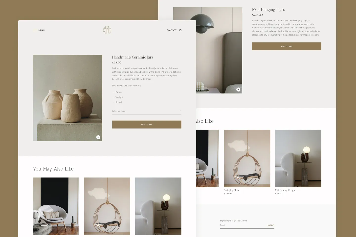 Single product page desktop mockup