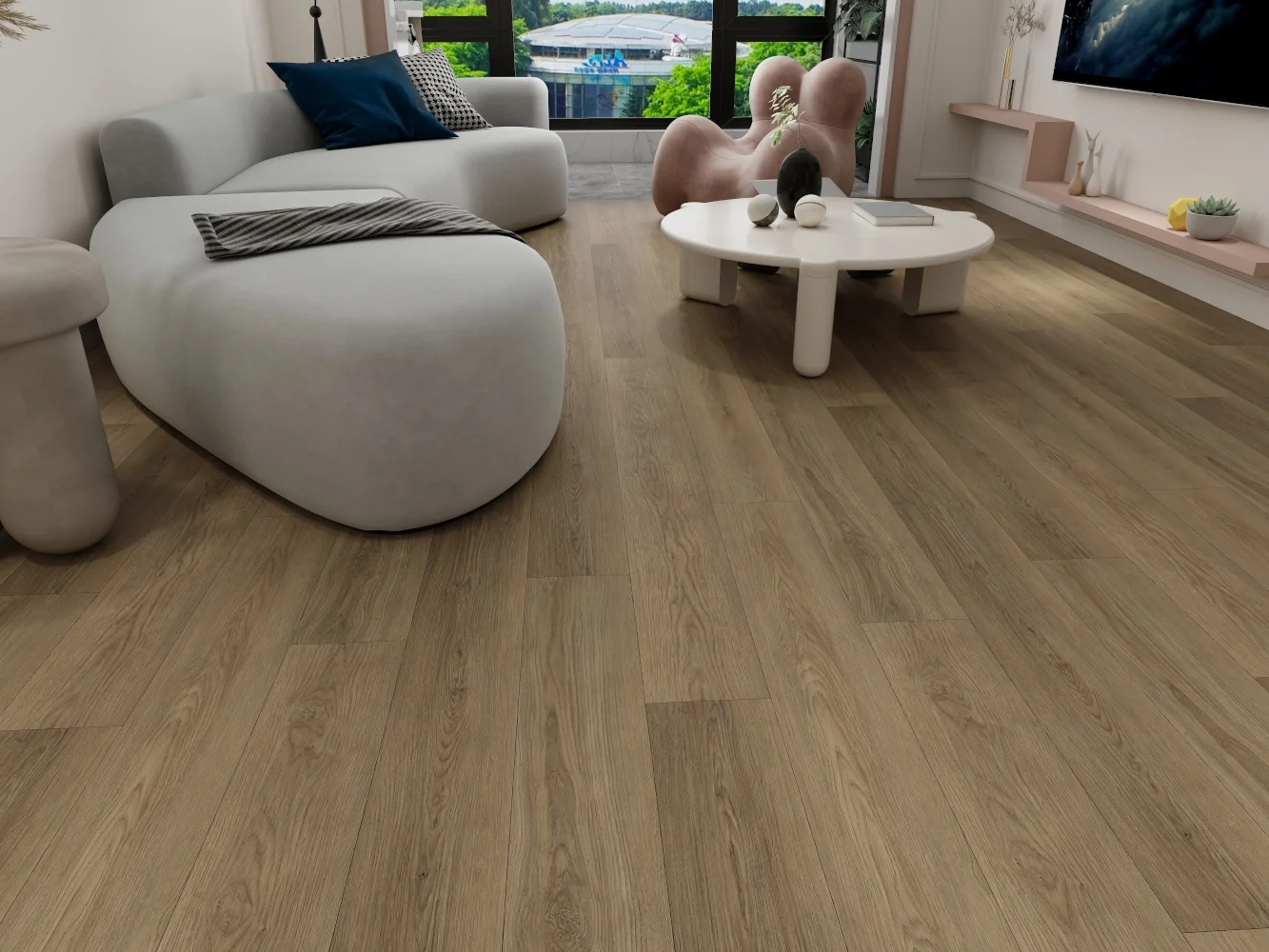 Ness Oak-L delivers a light, neutral wood tone with a soft grain pattern, making it a versatile choice for a variety of decor styles. Whether in a modern or traditional setting, its natural, understated appearance brings warmth and balance to any room. This vinyl flooring is durable and easy to care for, ensuring it retains its beauty over time.
