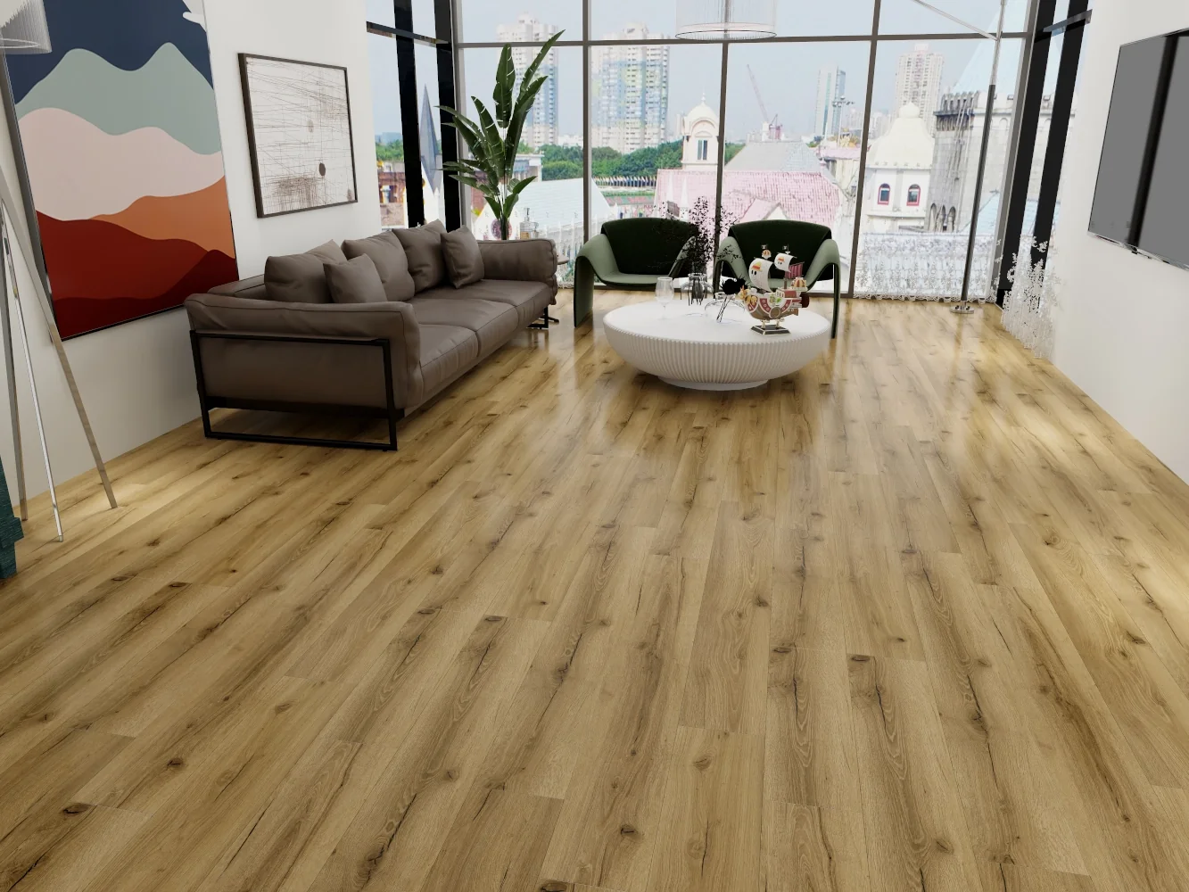 Rustic Oak embodies the charm of natural wood with its rich, earthy tones and pronounced grain patterns. Perfect for creating a cozy, farmhouse-inspired feel, this flooring adds warmth and texture to any room. Its durable finish ensures it can withstand everyday wear and tear, maintaining its beauty for years to come.
