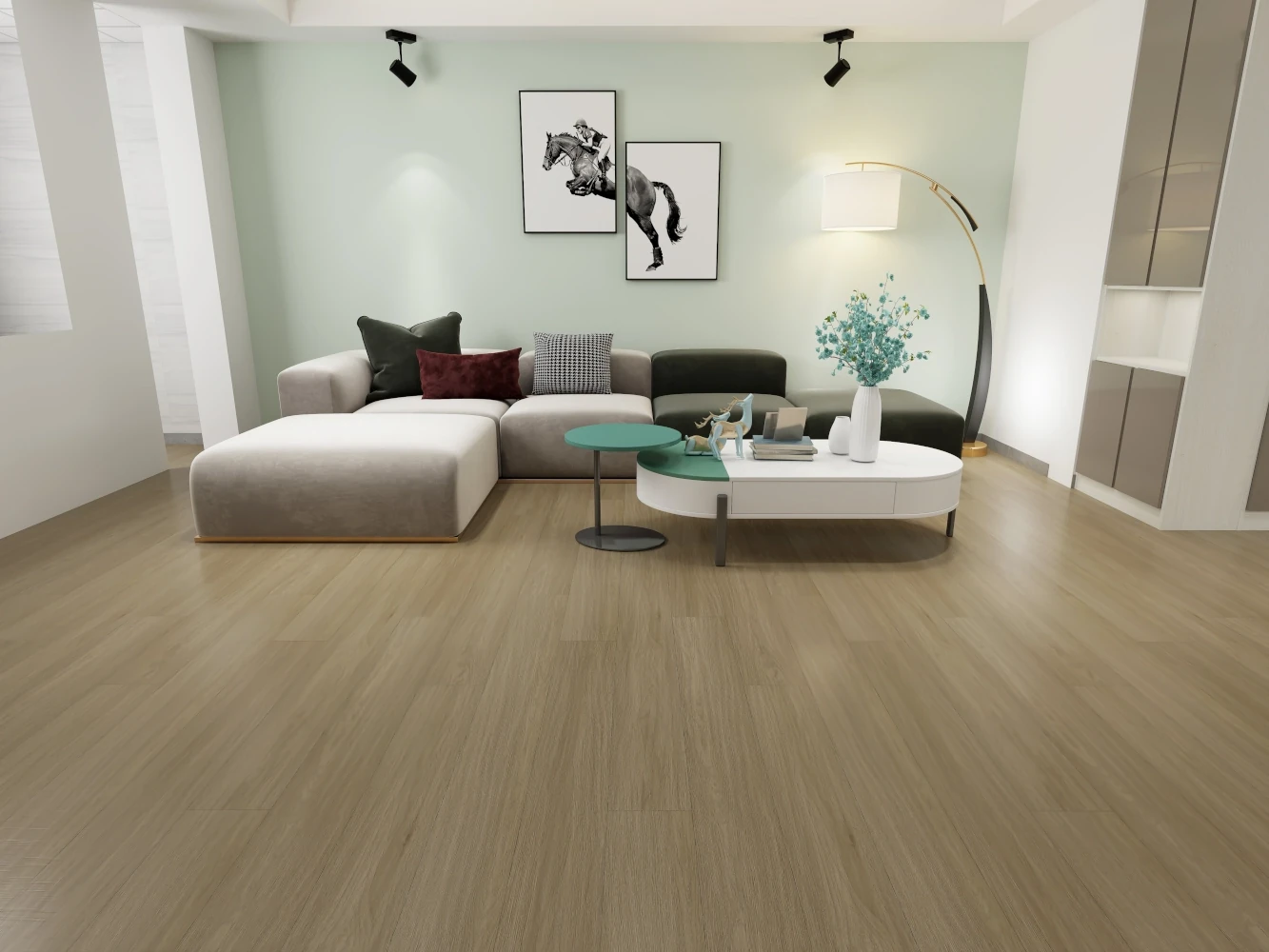 This vinyl option lives up to its name, offering a striking blend of light and dark tones with a natural wood grain finish. Its elegant and versatile design enhances any space, from rustic to modern interiors. Durable and easy to maintain, it’s perfect for busy homes.
