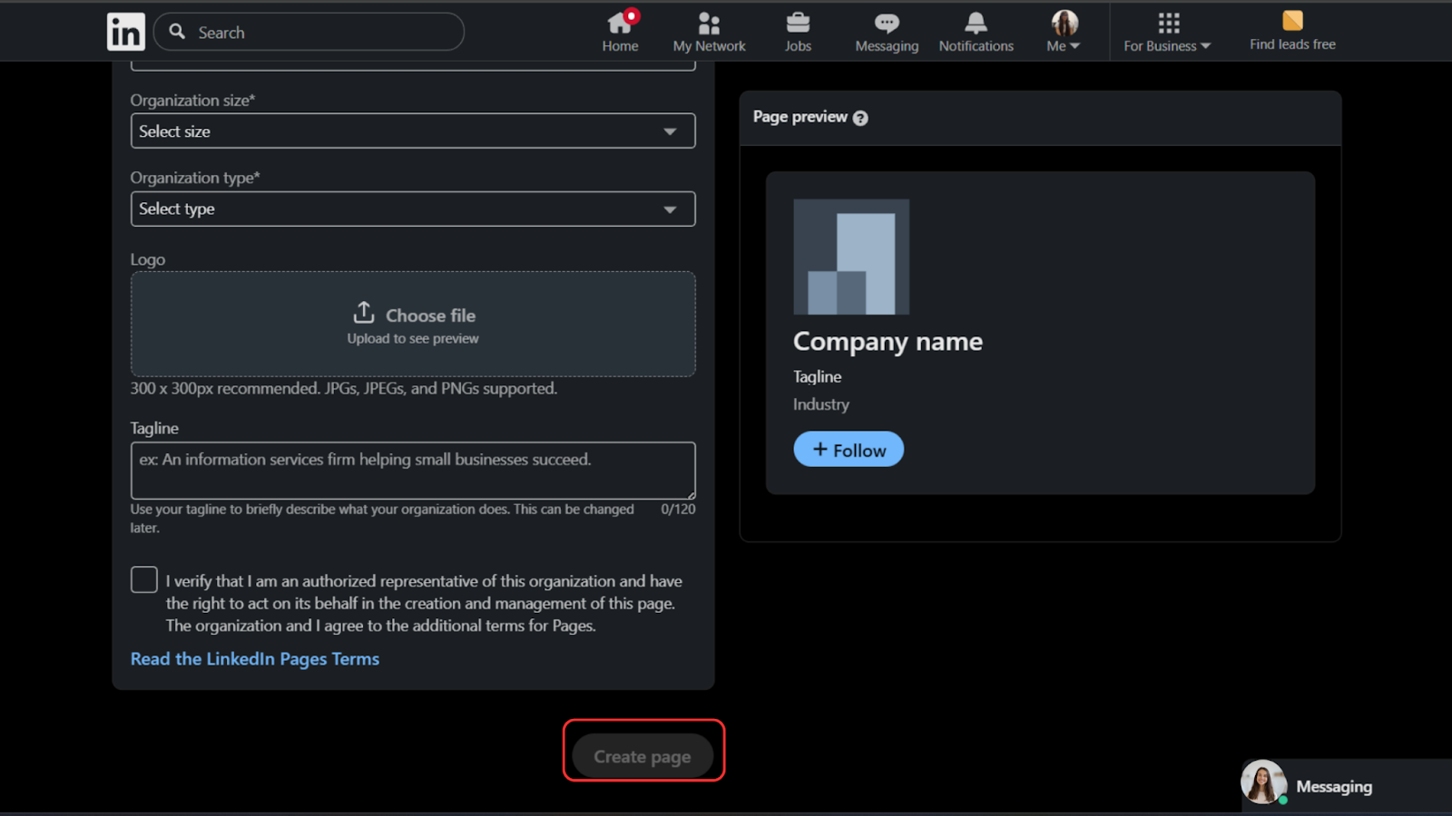 Create page
