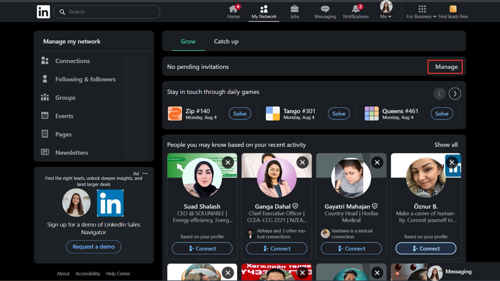 Manage option