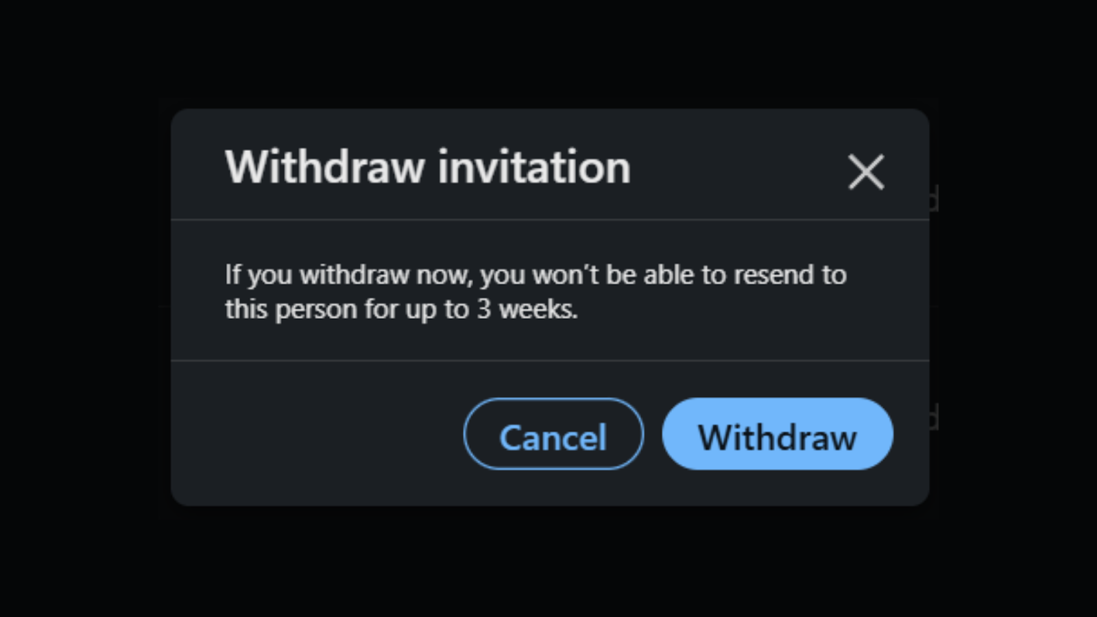 Withdrawal notification from LinkedIn